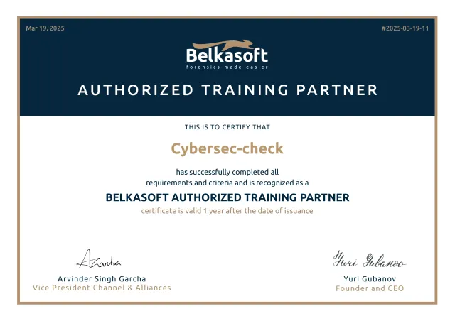 Belkasoft Authorised Training Partner logo